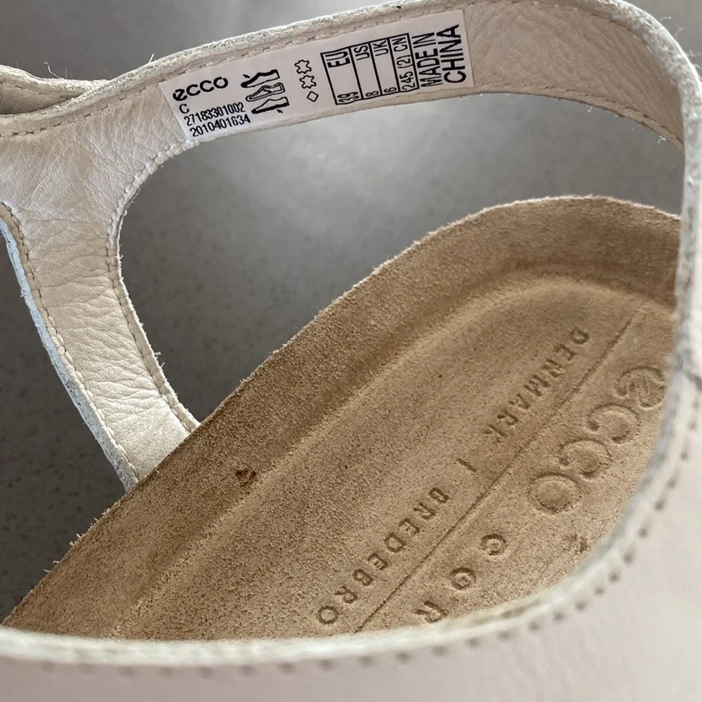 Ecco White Corkspere Sandal sz 39 - Picture 5 of 8
